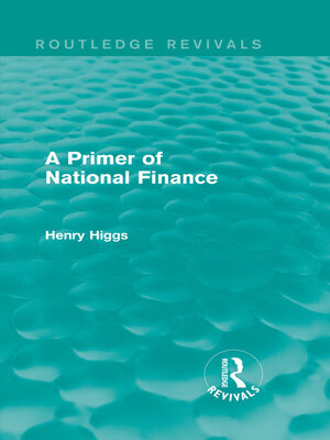 cover image of A Primer of National Finance